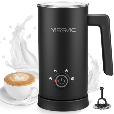 YISSVIC Mousseur à Lait Électrique 4-en-1 500W Mousse Chaude et Froide | Cappuccino Latte Macchiato en 2 Mins, Arrêt Automatique