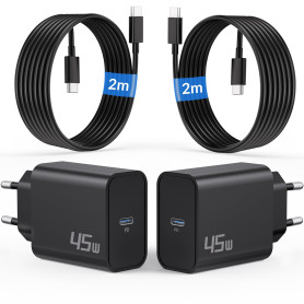 45W Chargeur Charge Rapide USB C pour Samsung S26 S25 S24 S23 Ultra 2-Pack | Pour Samsung Galaxy S22 S21 FE 5G Edge A57 A56, Not