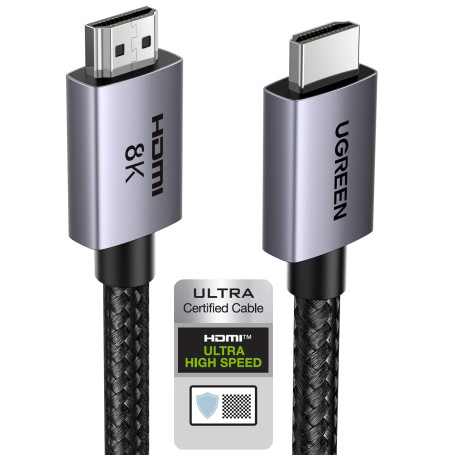 UGREEN 8K Câble HDMI 2.1 Certifié 10K 8K 60Hz Haute Vitesse 48Gbps (2M) | Cordon HDMI 4K 240Hz Aluminium DynamicHDR Dolby Atmos 