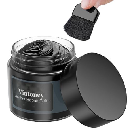 Pâte Réparatrice Cuir Noir, Renovateur, Kit Reparation, pour Fissures et Trous dans Les Meubles, Canapés, Sièges de Voiture, Vêt