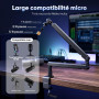 FIFINE Bras de Micro, Suspension Supports de Microphone, pour K658 AM8 K688 A8 etc., avec Pince de Montage sur Bureau, Adaptateu