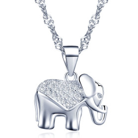 Yumilok pendentif collier en 925 argent et zircon cubique l'éléphant brillant aimable mignon pour femme fille comme cadeau