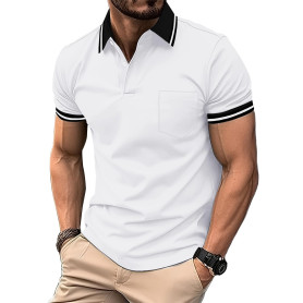 ZITY Polo Homme Manches Courtes Respirant T Shirt Eté Polo Golf Homme Respirant Tee Shirt Séchage Rapide Tshirt Tennis