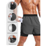 PINSPARK Short de Sport 2 en 1 pour Homme Short de Sport à séchage Rapide avec sous-Short de Compression Extensible intégré et P