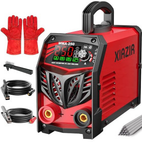 Poste à souder MMA 250A 220V avec écran LED, onduleur IGBT portable avec Hot Start, Arc Force et Anti-Stick, kit complet pour br