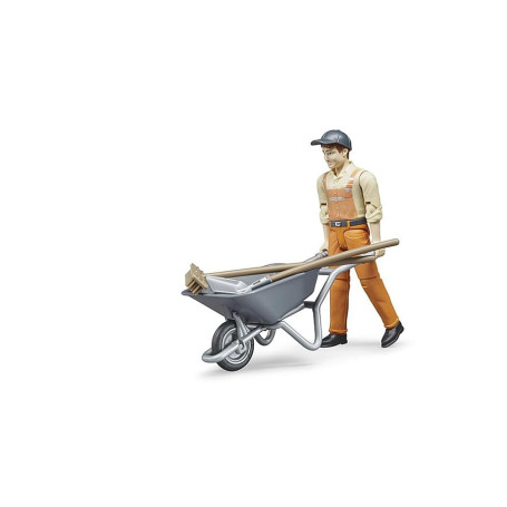 bruder 62130 - Kit de figurines bworld Ouvrier communal - 1:16 Figurine, Véhicule de chantier, Ouvrier du bâtiment, Ferme, Homme