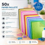50x Papier pailleté au format A4 : Papier pailleté coloré de 250 g/m² - Idéal pour l'artisanat et la conception créative - Carto