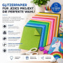 50x Papier pailleté au format A4 : Papier pailleté coloré de 250 g/m² - Idéal pour l'artisanat et la conception créative - Carto