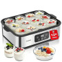 FOHERE Yaourtière 12 pots 180 ml, 25W Machine à Yaourt Maison, Programmable, Ecran LCD, Corps en Acier Inoxydable, Sans BPA, Com