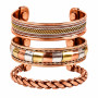 Touchstone Bracelet magnétique Copper de style tibétain. Forgé à la main avec du cuivre pur solide et de haut calibre. Ensemble 