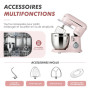 Robot Pâtissier 1300W avec Bol Inox 5L, 10 Vitesses + Pulse, Robot de Cuisine Multifonction avec Fouet, Batteur et Crochet Pétri