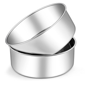 Joyfair Lot de 2 moules à gâteau ronds en acier inoxydable - 7 cm de haut - Pour anniversaire, mariage, Noël - Sain et non toxiq
