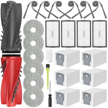 Saros 10R / Saros 20 Set/Qrevo Edge 2 / Qrevo EdgeT / 20X Kit Accessoires Pièces Rechang pour Roborock Curv Qrevo 2 Pro Entretie