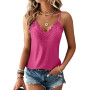 Haibang Debardeur Femme Chic et Élégant Été Top Caraco Dentelle sans Manche Bretelles Spaghetti Haut Sexy Lâche Chemise Oeillet 