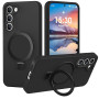 PuyaTeya Coque pour Samsung Galaxy S23 avec Support Anneau, Noir | Aimant intégré, protection militaire antichoc & anti-rayures.