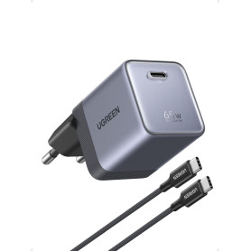 UGREEN Nexode Air 65W Chargeur USB C Rapide GaNInfinity avec Câble (Gris) | Compatible avec AVS iPhone 18 Pro Max 17 16 15 14 13