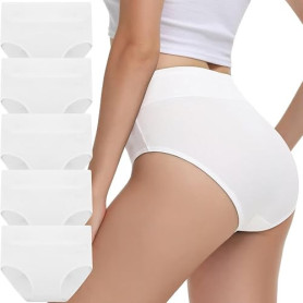 IceReco Culotte Femme Coton Taille Haute Ventre Plat Slip Femme Lot de 5 | Lot Culotte Gainante Femme Ventre Plat, Slip Femme Co