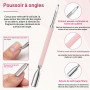 luxwo 3 Pcs Pinces à Cuticules, Coupe-cuticules avec Poussoir (rose) | Coupe Cuticule Ongle en Acier Inoxydable, avec Repousse-c