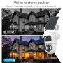 4K Camera Surveillance WiFi Exterieure sans Fil,4 Cam-Kit avec Home Station/Double Objectif/Camera Solaire,360° PTZ Sécurité à D