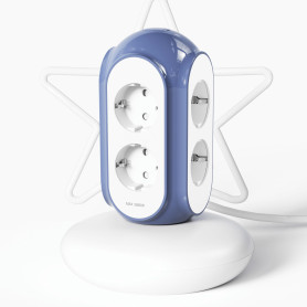 Multiprise Tour 6 Prises, Parafoudre, Protection contre les surcharges, 2 m | 3680W/16A, protection contre les surtensions 1420J