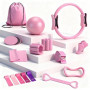 Fantspati Kit Pilates 14PCS Rose – Kit Pilates Maison avec Anneau, Ballon, Chaussettes Femme, Poids Ajustables, Bandes de Résist