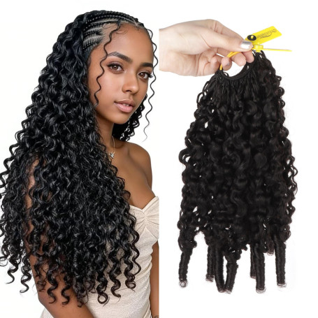 50g/1Pack Miracle Knots Crochet Human Hair (16Pouces, Burmese Curly) | Pre-Separated Invisible Feather Crochet Hair Extensions f