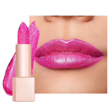 OULAC Rouge a Levre Pailleté Rose, Très Pigmenté Finition Lustrée Diamant, Texture Fine, Formule Hydratante Longue Durée, Maquil