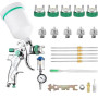 Hanured® HVLP Pistolet à Peinture avec 5 Buses 1,4/1,7/2,0/2,5/3,0mm, 600ml Pistolet Peinture air comprimé pour Les Murs, l'auto