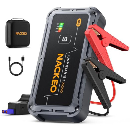 7000A Booster Batterie Voiture, 12V Démarreur Batterie Voiture (Tous Moteurs Essence et Jusqu’à 10 L Diesel), avec Câbles de Dém