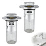 2PCS Bouchon de lavabo INOX de Bain Pop Up Universel, Bouchon Évier Salle de Bain avec Filtre Lavabo Salle de Bain, Bouchon Lava