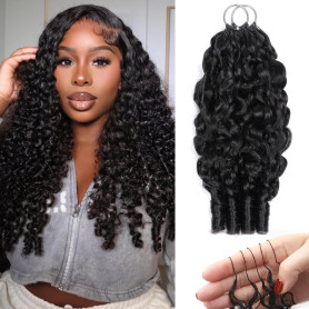 Burmese Curly Feather Crochet Human Hair Extension Unprocessed Cheveu Humain Pre-Separated Knotless For Women 16 Inch 100g