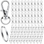 Mousqueton Porte Clef Métal 80 Pièces Anneaux, Attache Porte Clé, Fermoir Mousqueton, Pivotant Keychain, Crochet Porte Clef pour