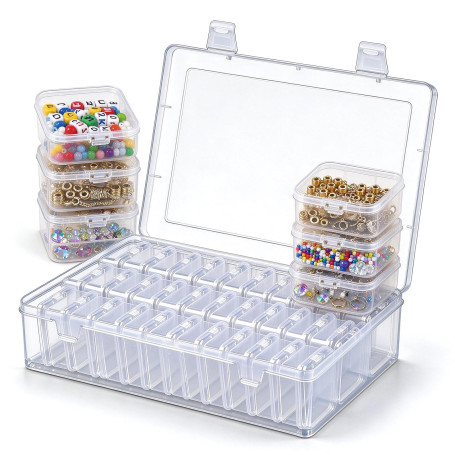 UNINGYI Lot de 31 petites boîtes de rangement pour perles avec couvercle (5,5 x 5,5 x 2 cm), mini boîte de rangement en plastiqu