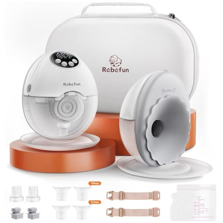 Robofun Lot de 2 Tire-laits Électriques Mains Libres – Double Pompe Silencieuse avec 4 Modes et 12 Niveaux d’aspiration, Fonctio