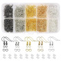 TOAOB 1150pcs Crochets de Boucles d'oreilles en Kit Loisirs Créatifs Or Argent Dorées Noir Blanc K 18mm et 4mm Anneaux de Sauter