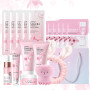Sakura Ensemble de Soins de la Peau 18 Pièces,Kit Soins La Peau Hydratants | Avec nettoyant,Crème,Sérum,Sérum pour les yeux,Masq