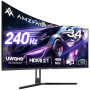 Amzfast Écran PC Gamer 34 Pouces 240Hz/UWQHD Moniteur Incurvé 3440x1440 (21:9), 450 nits, Eye Care, sRGB 131%, Adaptive Sync, HD