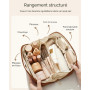 bagsmart Trousse de Maquillage Voyage Femme PU Cuir avec PVC Compartiment | 23,5x10,5x11cm Imperméable Trousse de Toilette Vanit