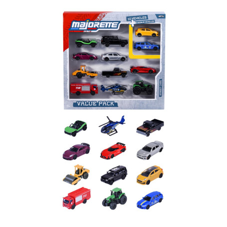Majorette - Set de 12 Pièces - Collection Ride Now - Echelle 1/64ème - Véhicules en Métal - Roues Libres - 3 Modèles Assortis - 
