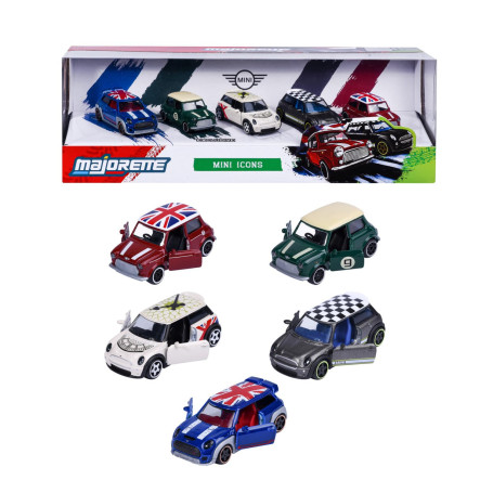 Majorette - Mini - 5 Pièces Giftpack - Echelle 1/64ème - Véhicules en Métal - Roues Libres - Phares Translucides, Portes Ouvrant