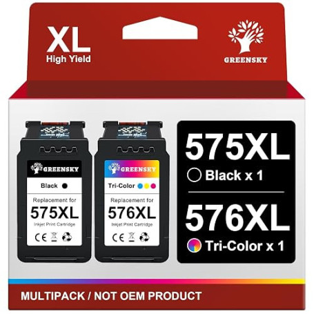 GREENSKY PG-575XL CL-576XL Cartouches compatibles pour Canon 575 576 | remplacement Noir et Couleur pour Canon PIXMA TS3750i TR4