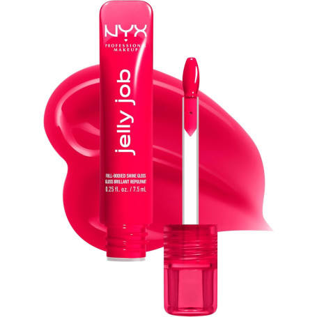 NYX Professional Makeup Jelly Job Gloss Haute Brillance Cherry Jelly 14 | Formule infusée peptides, Applicateur spatule silicone