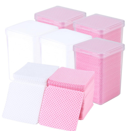 1000 Pièces Coton Lingette Ongles,Coton Ongles Gel Non Pelucheux Lingettes | Coton Ongles Ongles Degraissant Coton Vernis Rose/B