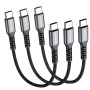Câble USB C vers USB C 15cm 3 pièces, 65W Cable USB C Charge Rapide Court | Nylon Tressé,pour iPhone 17 16 15 Série,Galaxy S25 S