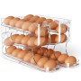 Sotfamily FIFO Boite a Oeufs, Rangement Oeuf Frigo pour 36 Oeufs | Distributeur Oeuf Frigo en PET Transparent à Rouleau Automati