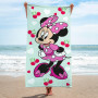 Disney Minnie Mouse Serviette de Plage Enfant Drap de Bain 71x147 cm, Vert | 71x147 cm, Produit officiel, 100% coton, doux et ab