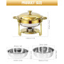 SXNIWBAI Chauffe Plat Buffet Rond 2 Pièces 6L, Buffet Chauffant Rond | Buffet Chauffant Chauffe-plat en Acier Inoxydable, Pour R