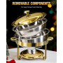 SXNIWBAI Chauffe Plat Buffet Rond 2 Pièces 6L, Buffet Chauffant Rond | Buffet Chauffant Chauffe-plat en Acier Inoxydable, Pour R
