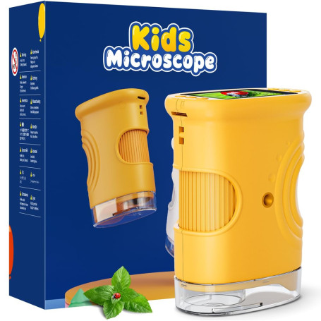 Microscope Numérique pour Enfants 1000X, Temodu 2.0 Pouces Microscope Enfant, 8 Lumières LED, Sciences de Plein air pour Les 3 A