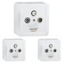 3x PremiumX PX3 Prise d'antenne, prise à 3 voies Prise d'antenne, prise de ligne simple et de dérivation, montage en surface, en
